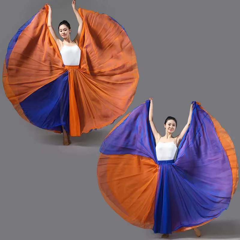Jupe de danse classique à double couche avec rotation à 720 degrés