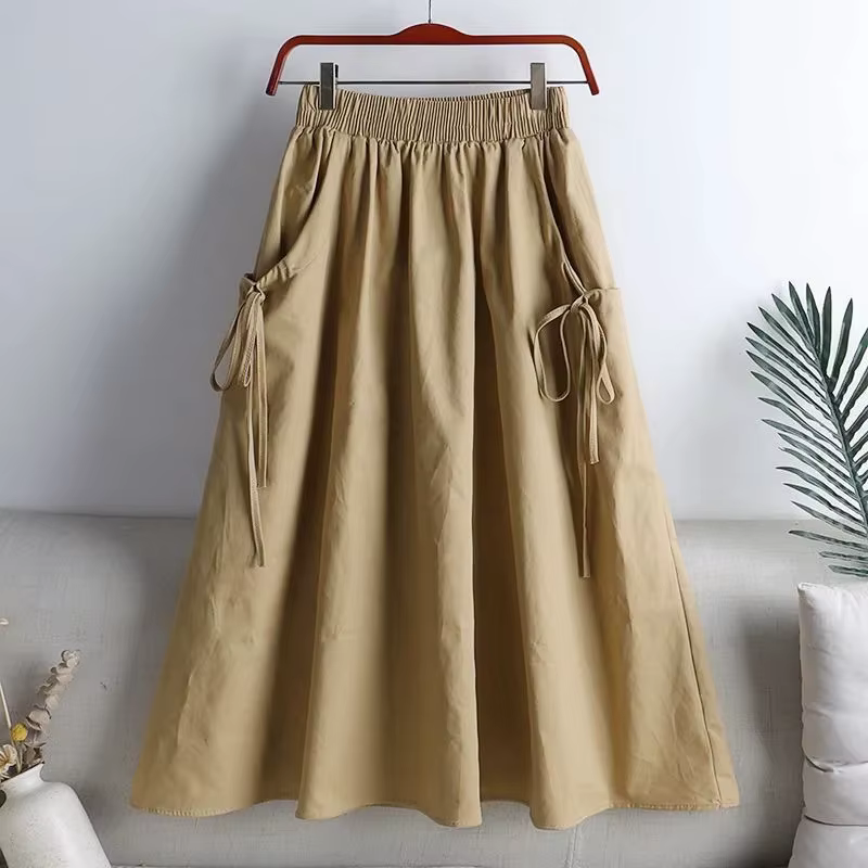 Jupe mi-longue élastique taille haute