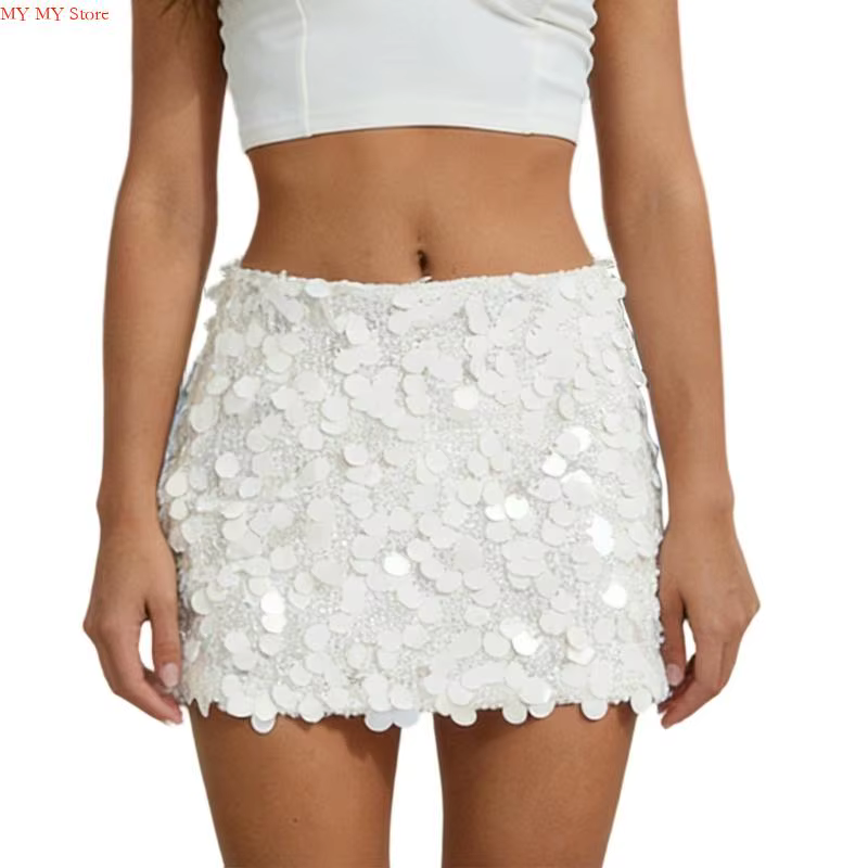 Jupe courte à paillettes pour femmes