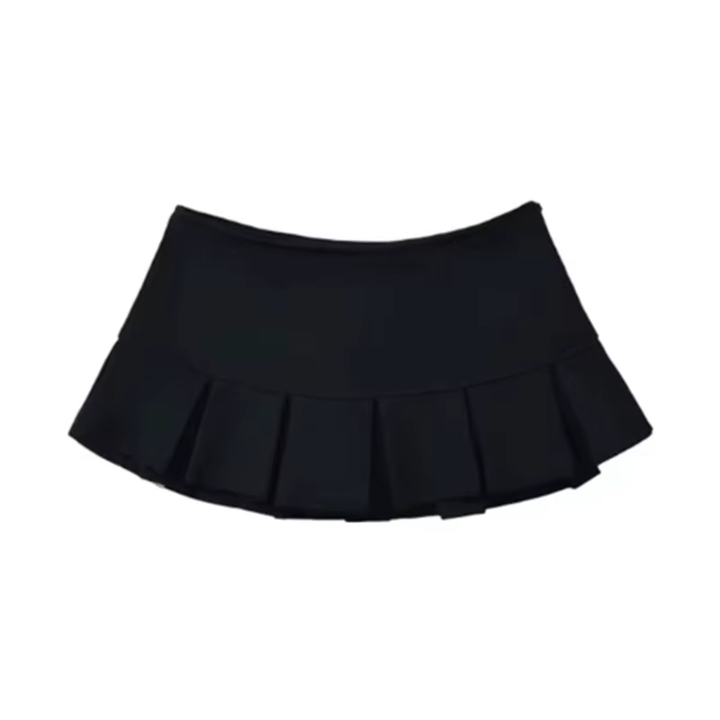 Mooyufon tissu Y2K Mini jupe femmes taille basse large plissé gris clair Sexy Vintage a-ligne