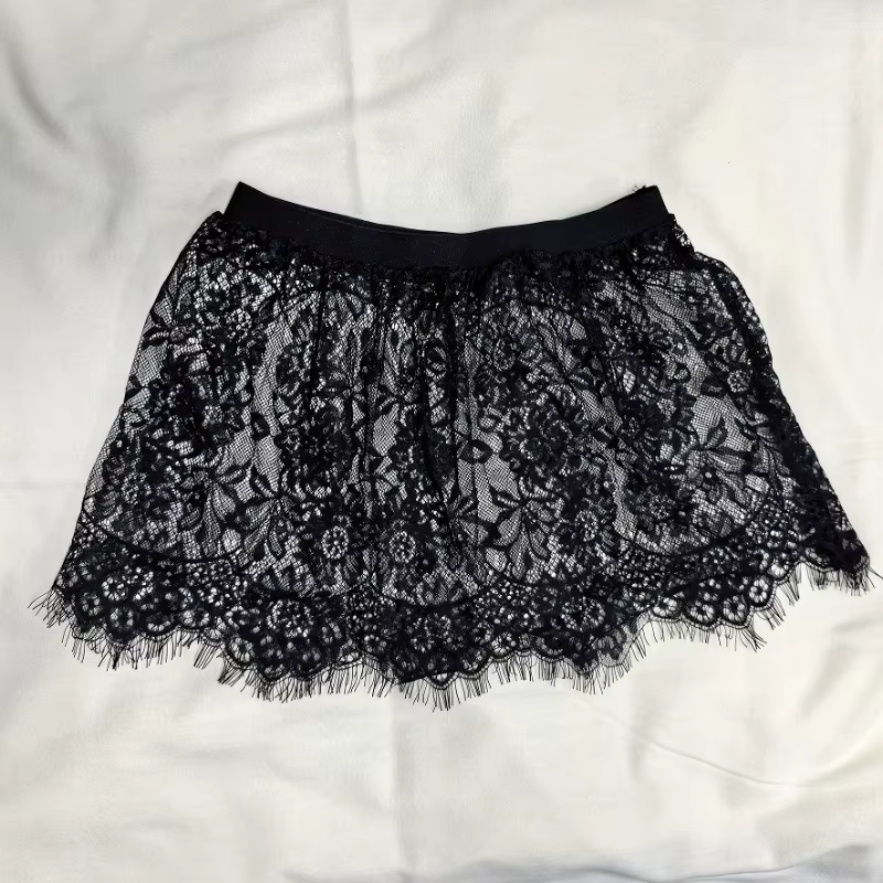 Mini-jupe sexy transparente en dentelle et maille