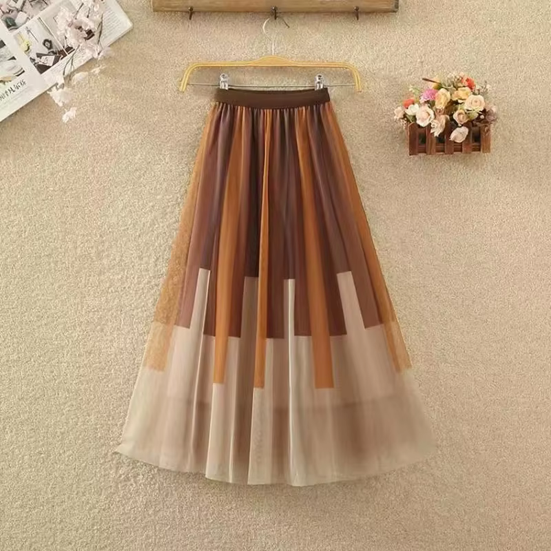 Jupe longue en polyester féminine et décontractée avec perles pour juniors, mode Harajuku Kawaii Y2K midi maxi streetwear taille haute vintage pour toutes les saisons