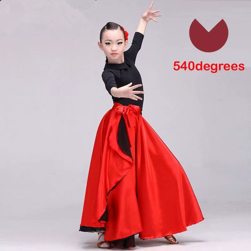 Flamenco espagnol châle jupe femmes adulte sevillana Performance danse noir grande taille femme filles Satin carnaval ballerine robe