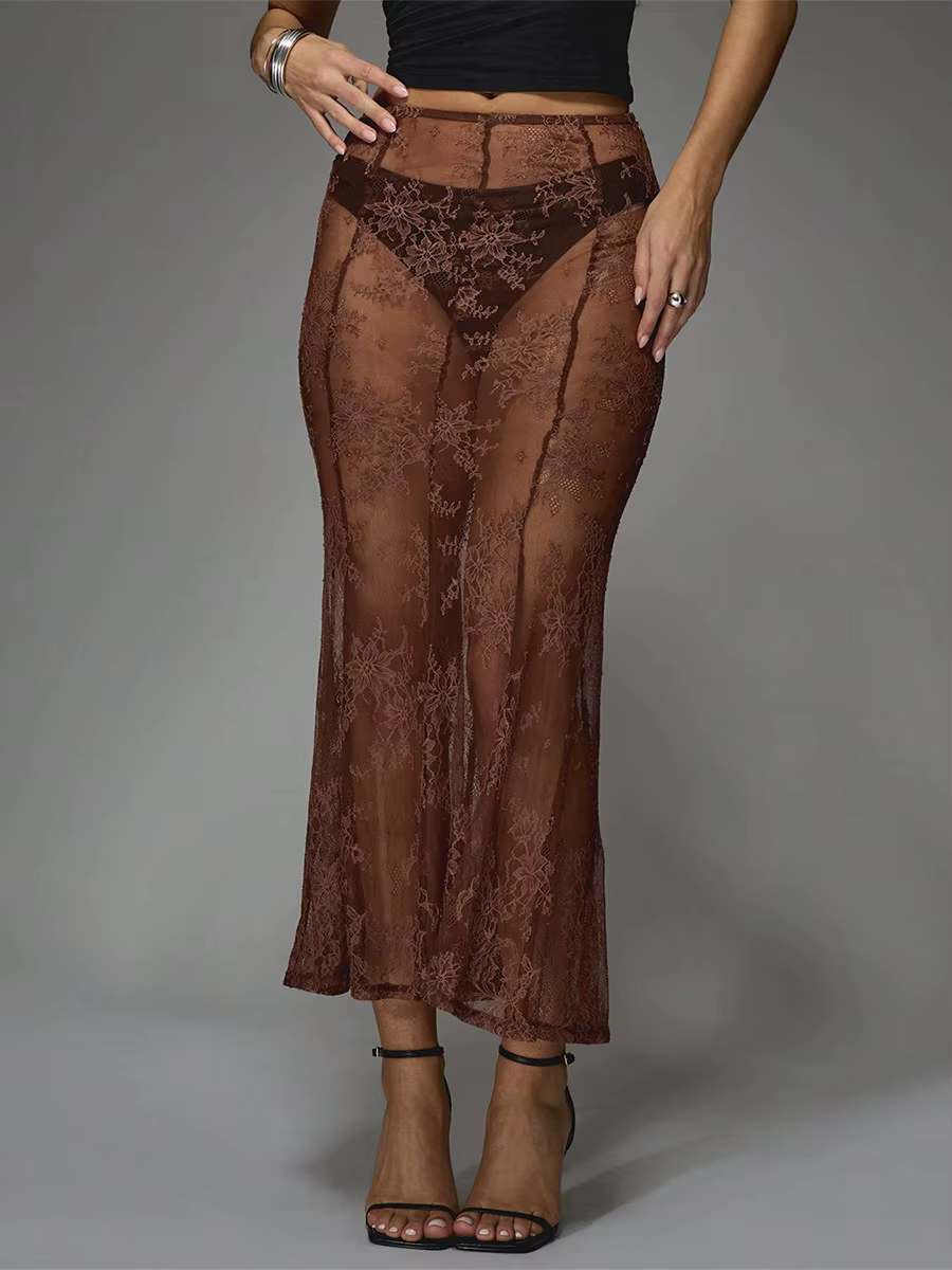 Nouvelle mode femmes été pure dentelle jupe