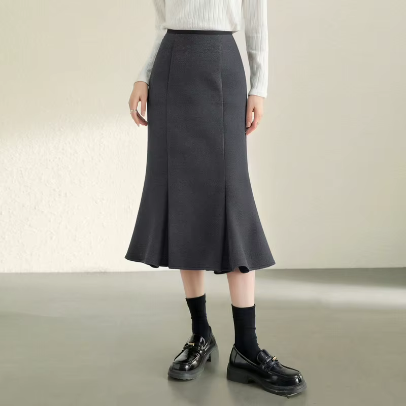Jupe Sirène Sentubila en tricot doublée polaire, pour femme, élégante silhouette sirène, douceur et chaleur hivernale, idéale pour les soirées et les journées confortables