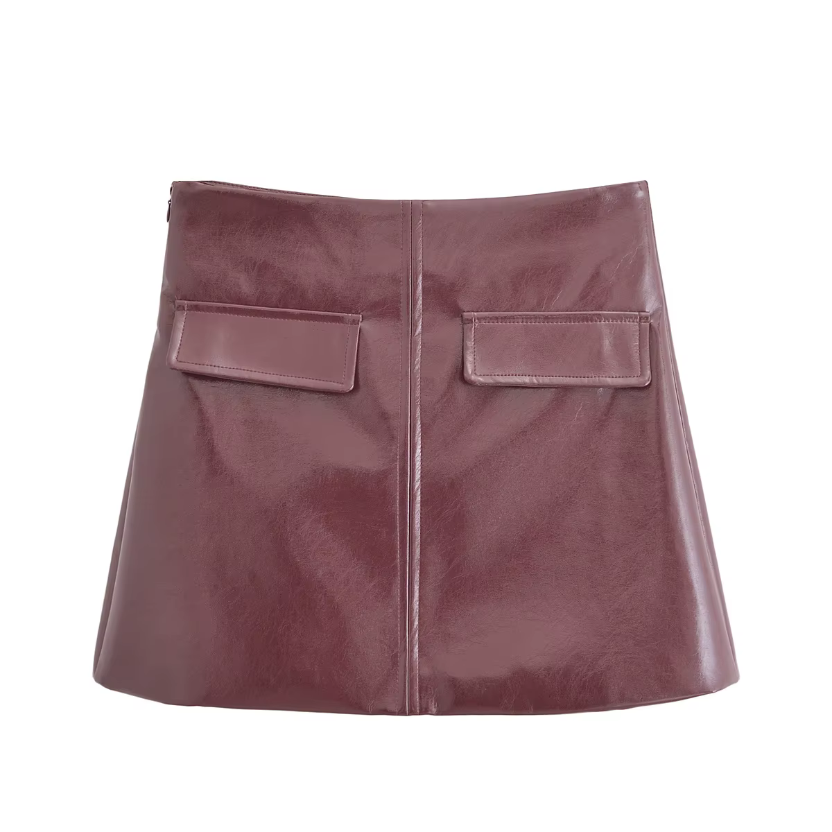 Jupe mini moulante unie en similicuir PU pour femme