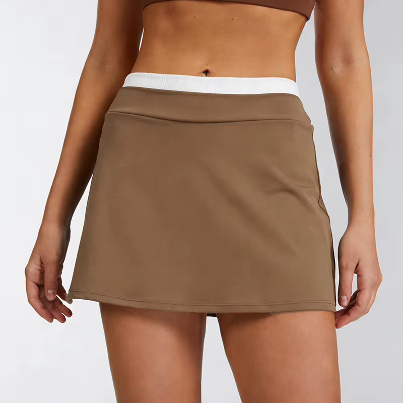 Jupe courte taille haute color-block pour femme