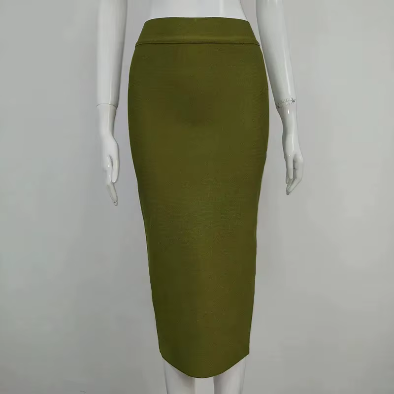 Jupe mi-longue à taille haute élastique en une étape pour femmes avec coupe slim et design décontracté pour diverses occasions formelles et décontractées