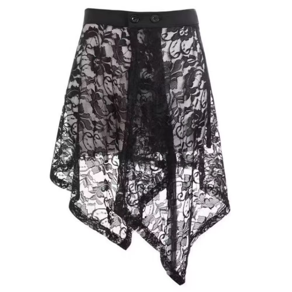 Sous-jupe en dentelle irrégulière, Anti-éblouissement, asymétrique, en maille, robe, Streetwear, taille haute, jupe de sécurité, jupon
