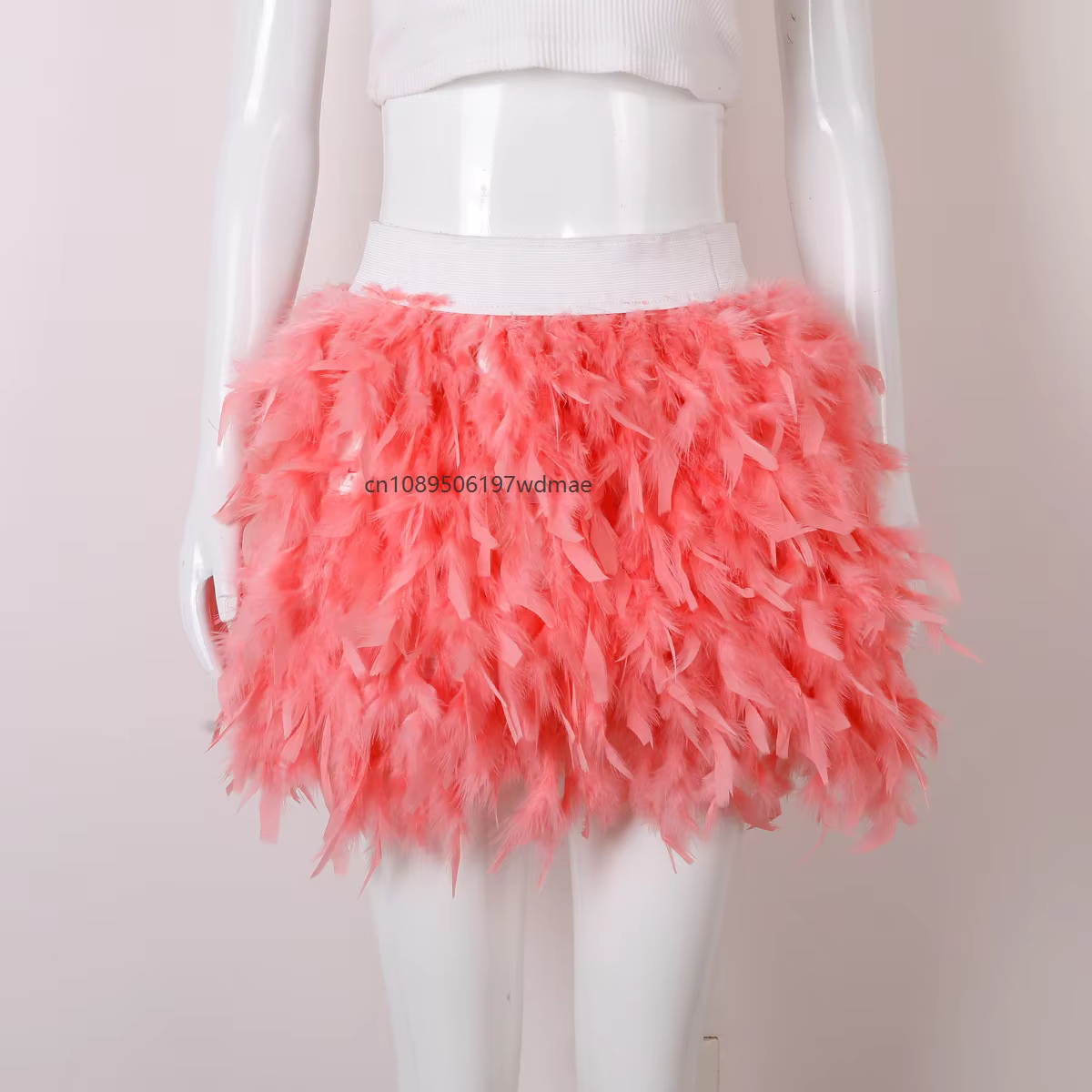 Mini-jupe en plumes moelleuses multicolores, taille haute élastique, pour carnaval, bal de promo, performance scénique, costume