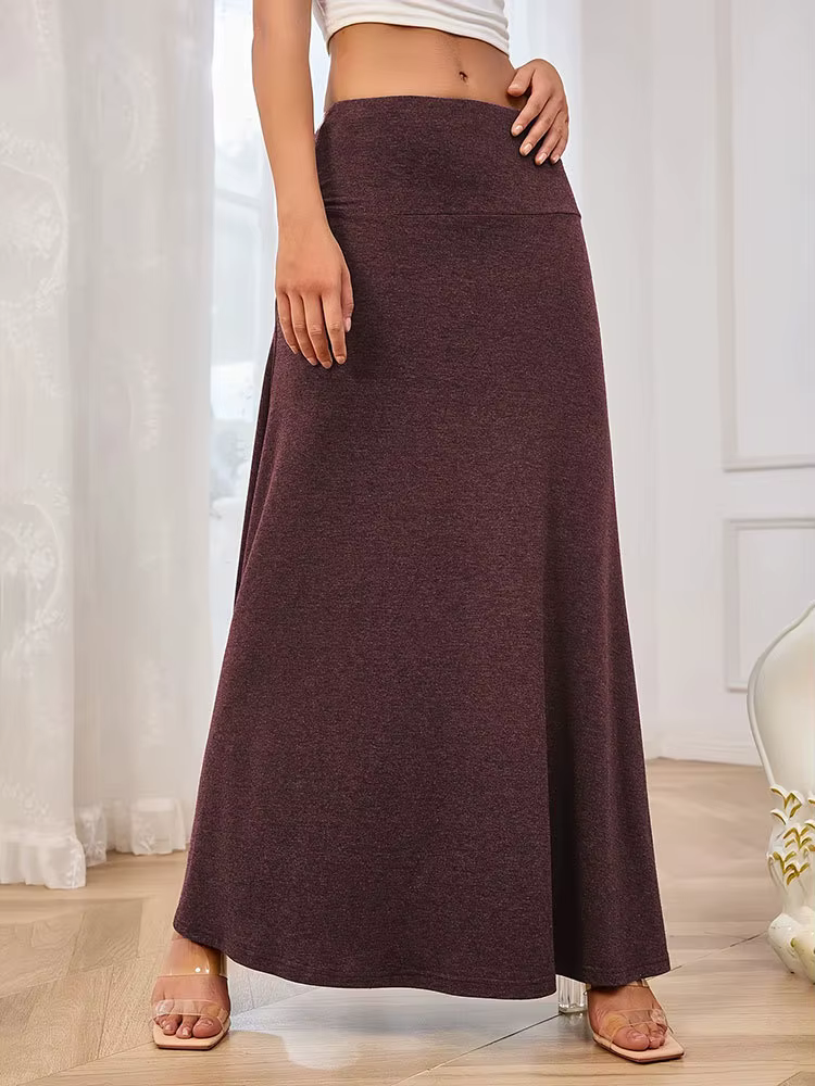Jupe longue décontractée en tricot Fairyshely pour femme