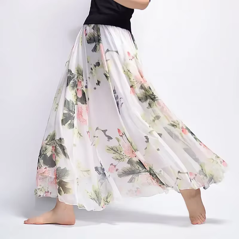 Jupe longue en mousseline de soie pour femmes