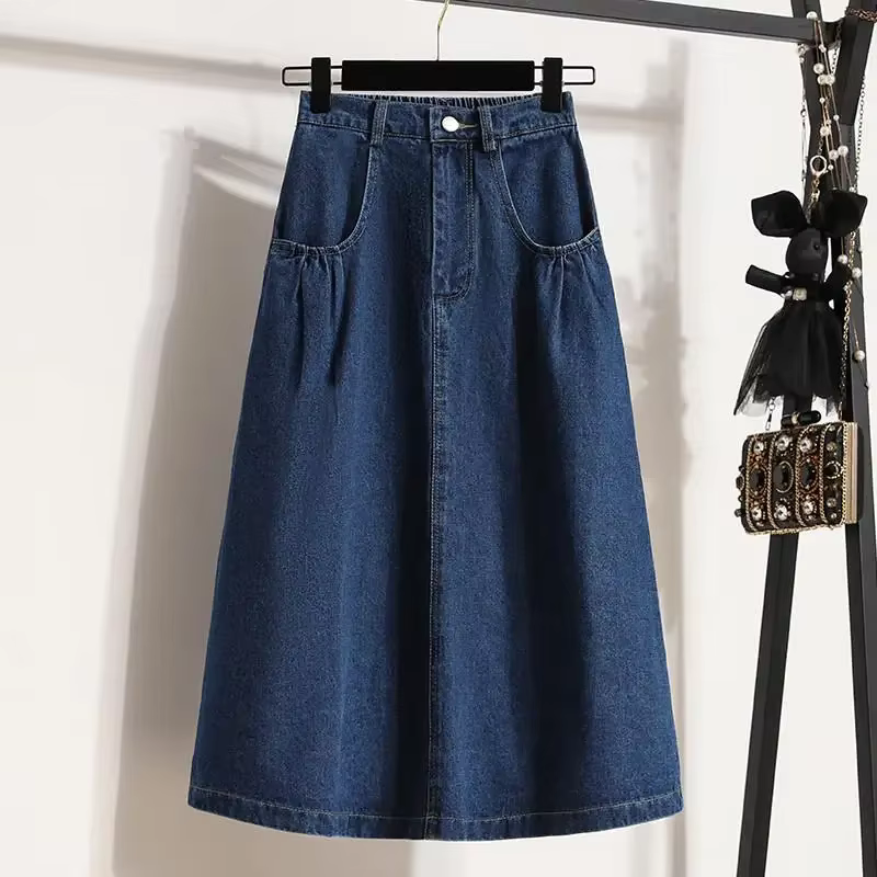 Jupe longue en Denim taille haute pour femmes