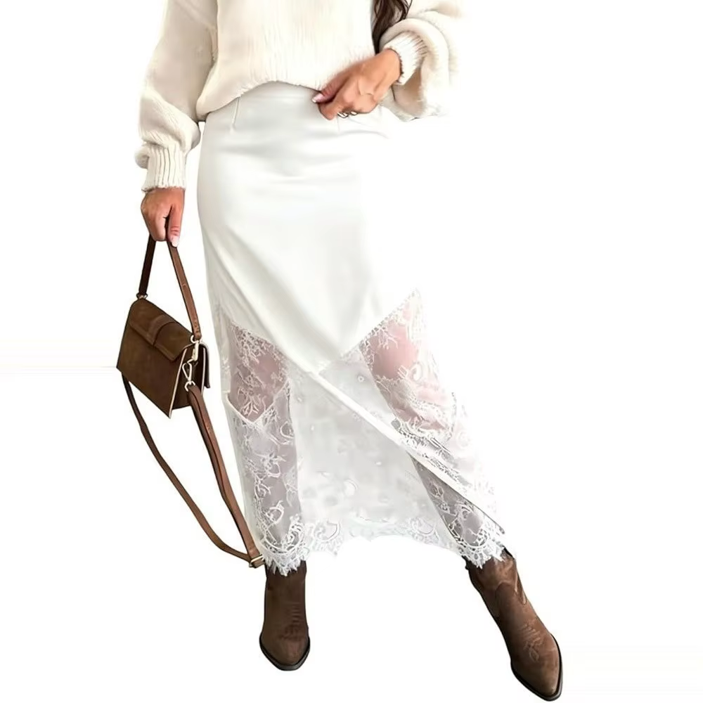 Jupe longue en dentelle taille haute style bohème polyvalente et sexy pour femmes occasions spéciales estivales et évènements festifs