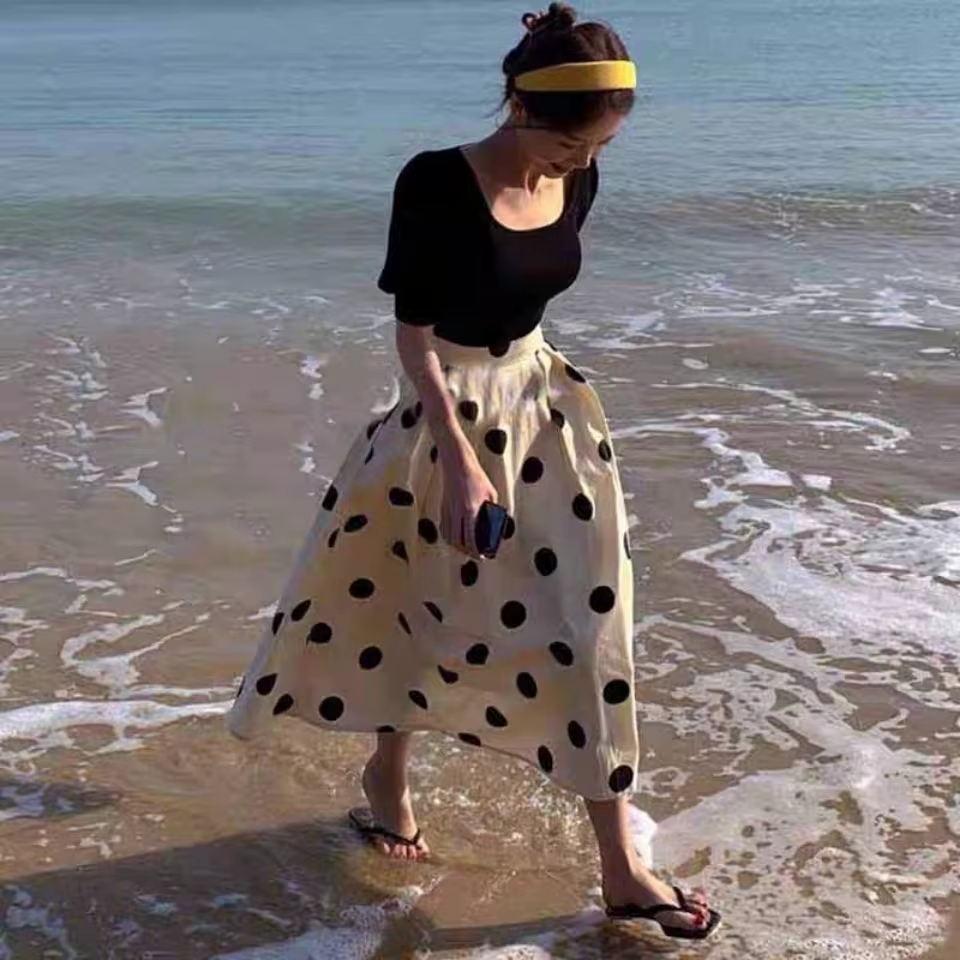 Jupe patchwork à pois mignons pour femmes
