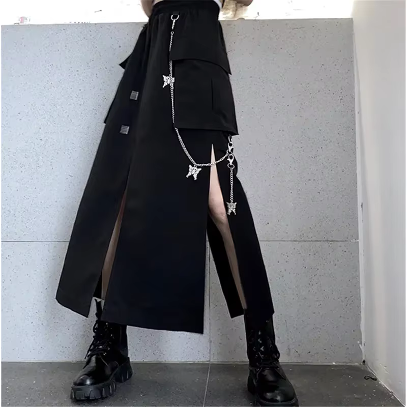 Jupe longue noire de Style coréen pour femmes