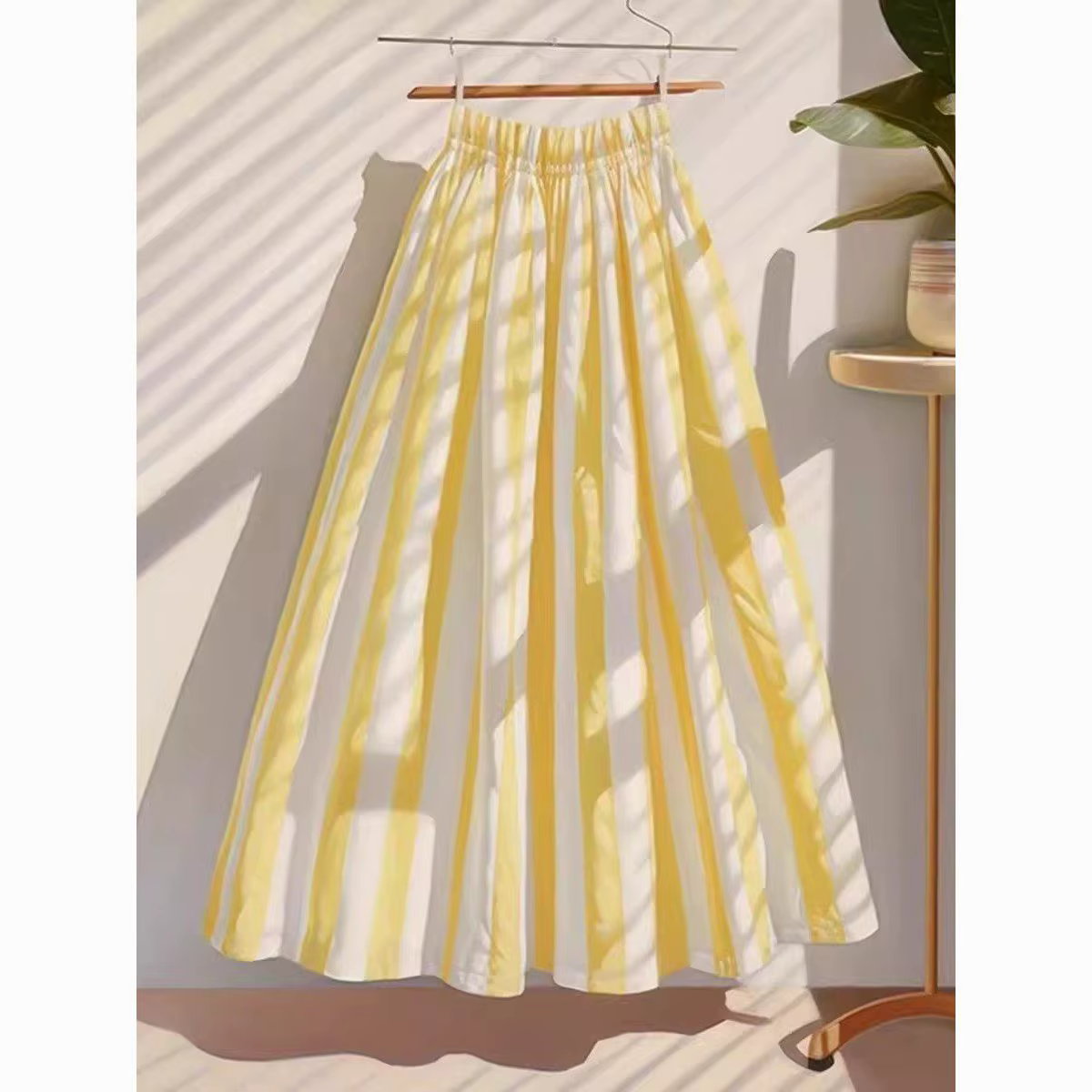 Jupe midi évasée rétro taille haute pour femme