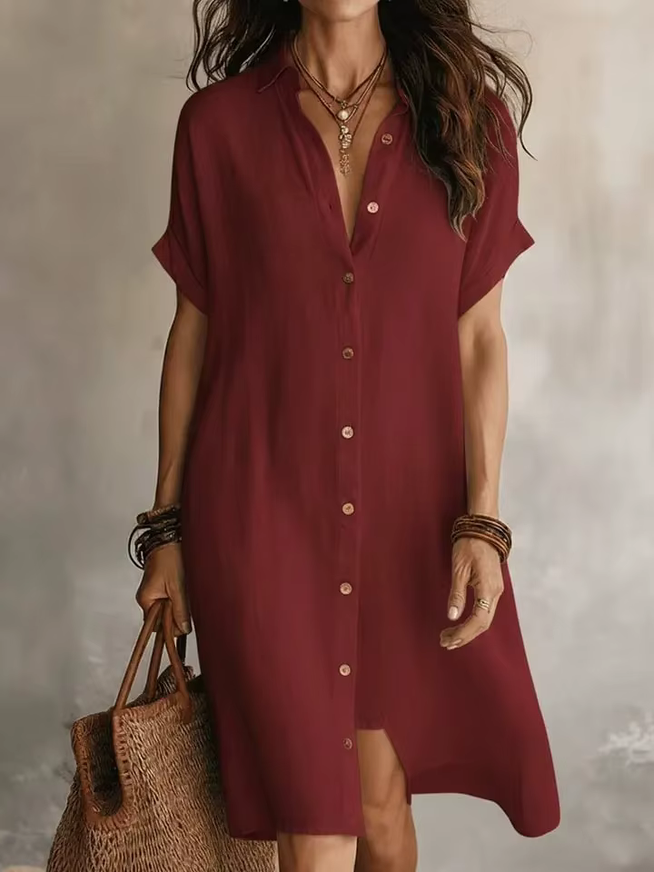Robe chemise en lin pour femme