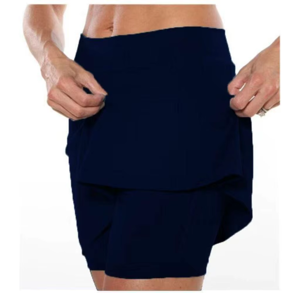 Fitness sport jupe short taille haute décontractée course Tennis Golf Shorts couleur unie Anti-exposition jupe-short