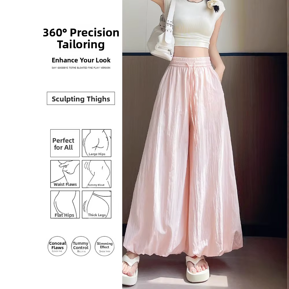 Jupe-pantalon ample style coréen pour femme, coupe large, taille haute, drapée, décontractée, évasée, légère, pour l'été