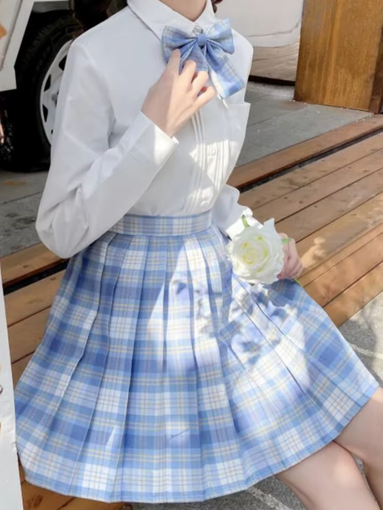 ZOKI Plaid femmes jupe plissée nœud papillon été taille haute Preppy filles danse Mini