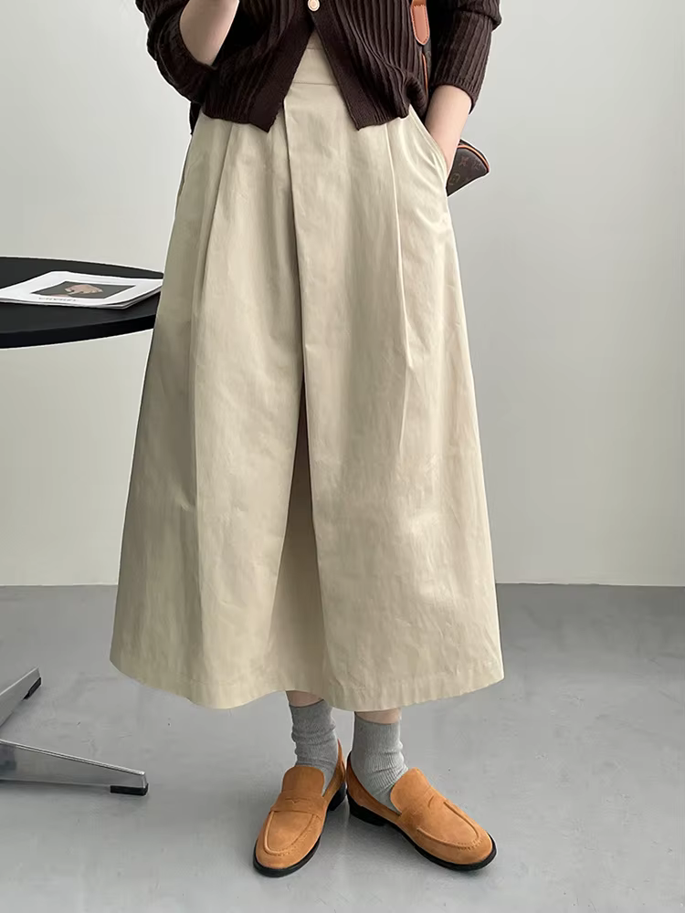 Belle Jupe Taille Haute Abricot à Plis Élégante pour Femmes Occasions Spéciales Mode Printemps Automne 2026