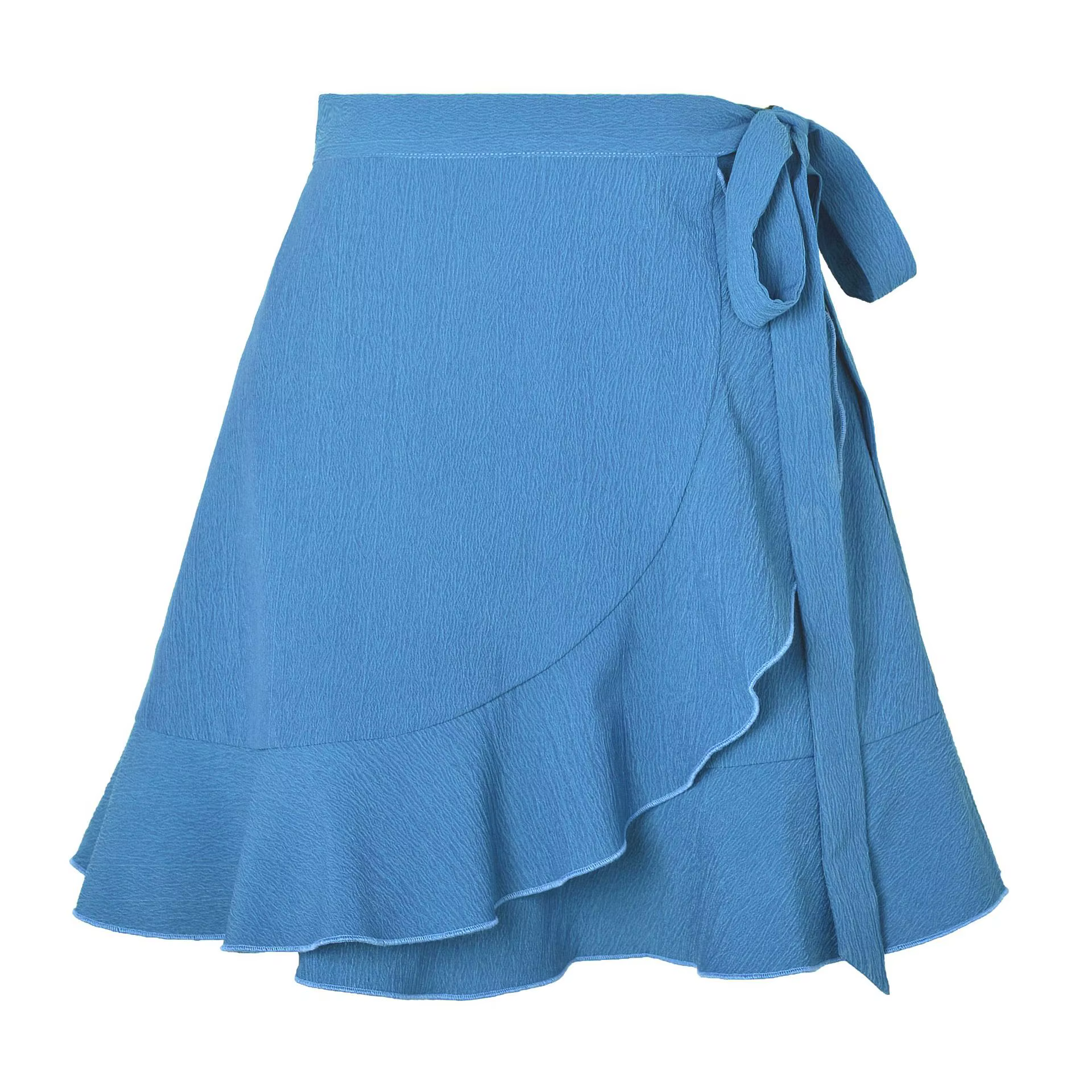 2024 femmes jupe à volants été taille haute à lacets solide court Mini VestiLDY-WW6358 éducatif