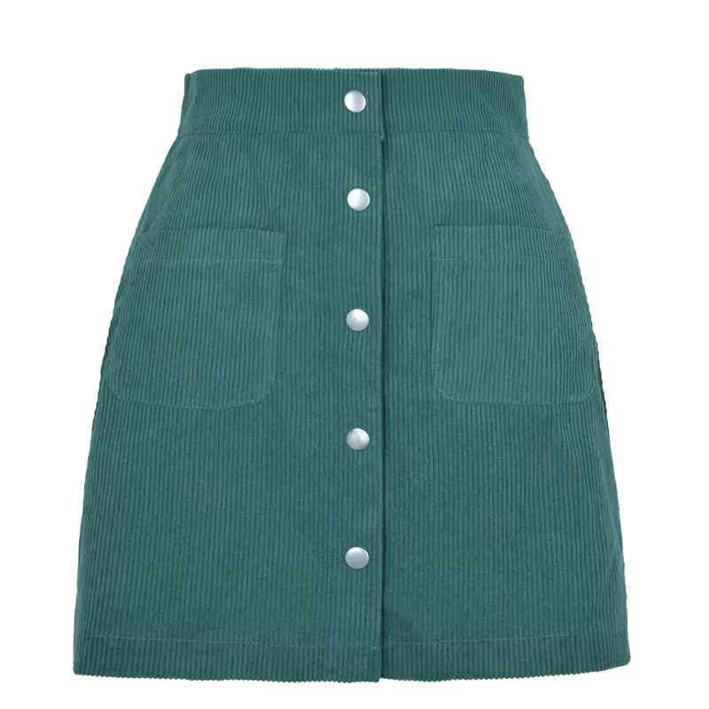 Jupe courte femme automne hiver nouvelle mode taille haute bouton décoration Mini