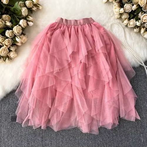 Kawaii Tulle jupe pour femmes maille irrégulière a-ligne Faldas Ajustadas femme Mini