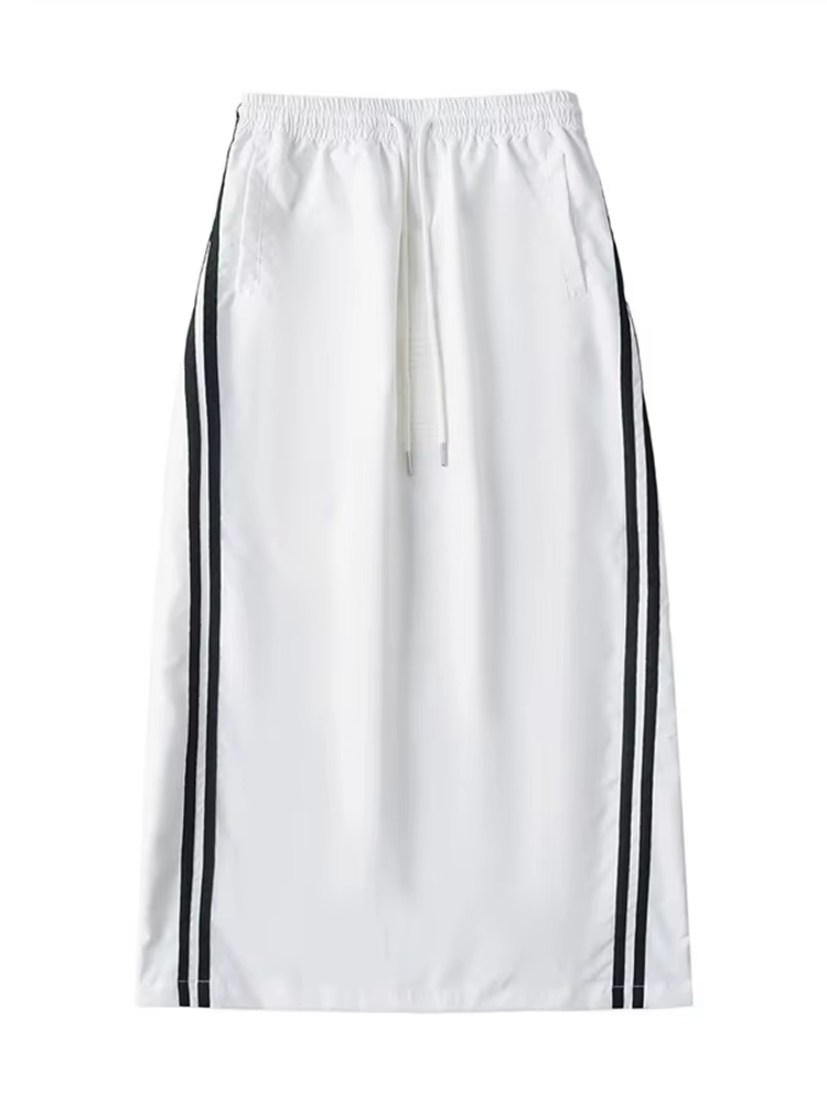 Femmes rue fille chaude jupe 2024 été taille élastique cordon rayé ample a-ligne décontracté Sport Style femme jupes à jambes larges