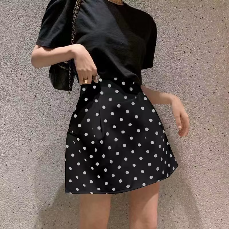 Mini jupes Vintage pour femmes 2025 Faldas Mujer De Moda taille haute a-ligne douce Jupe à pois mode