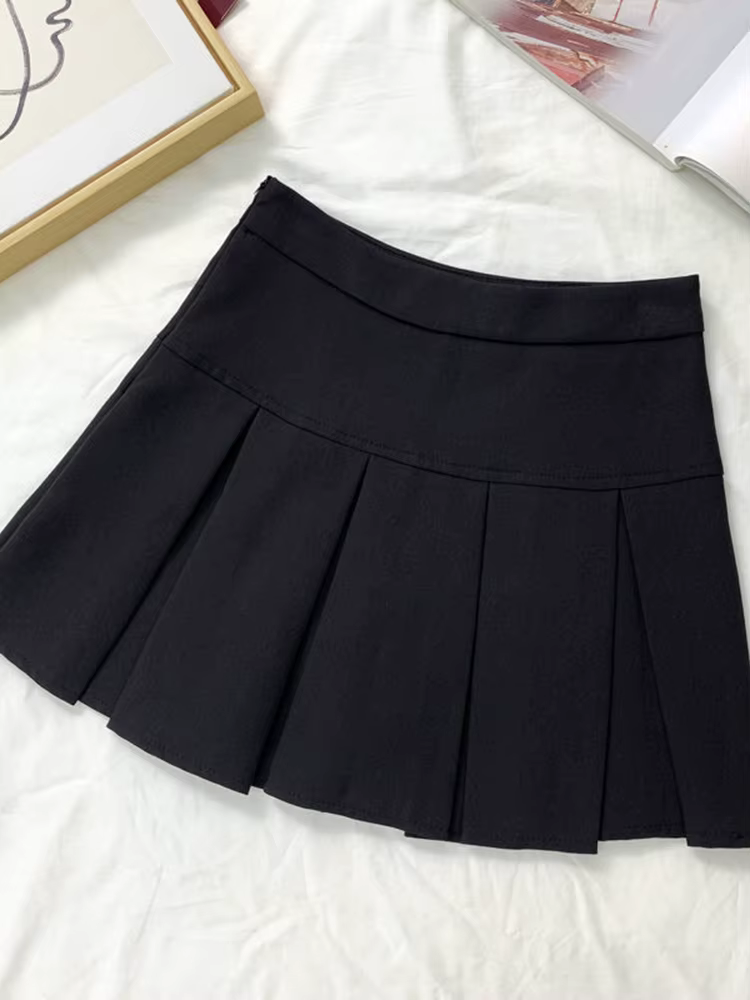 ZOKI – jupe plissée Vintage grise pour femmes