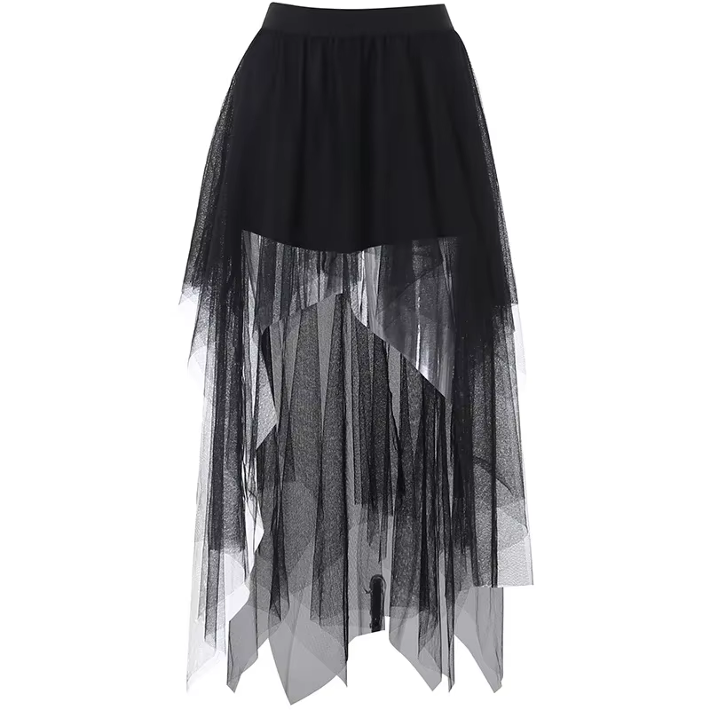 Jupe irrégulière taille haute en fil de filet pour femmes