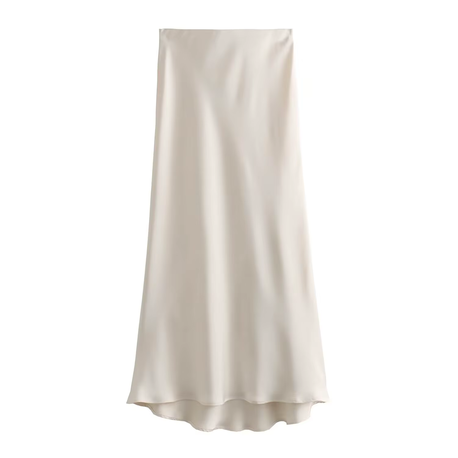 KONDALA élégant Satin mince Midi solide jupe femmes élastique taille haute a-ligne décontracté femme