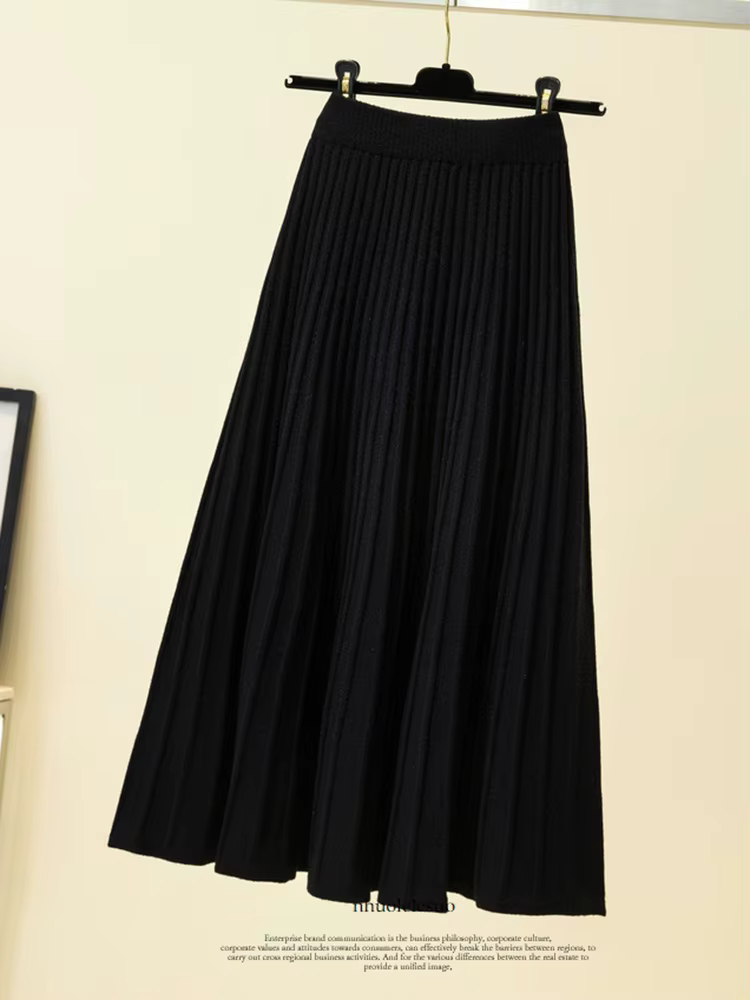 Jupe tricotée vintage décontractée en coton et viscose pour femmes, style streetwear, automne-hiver