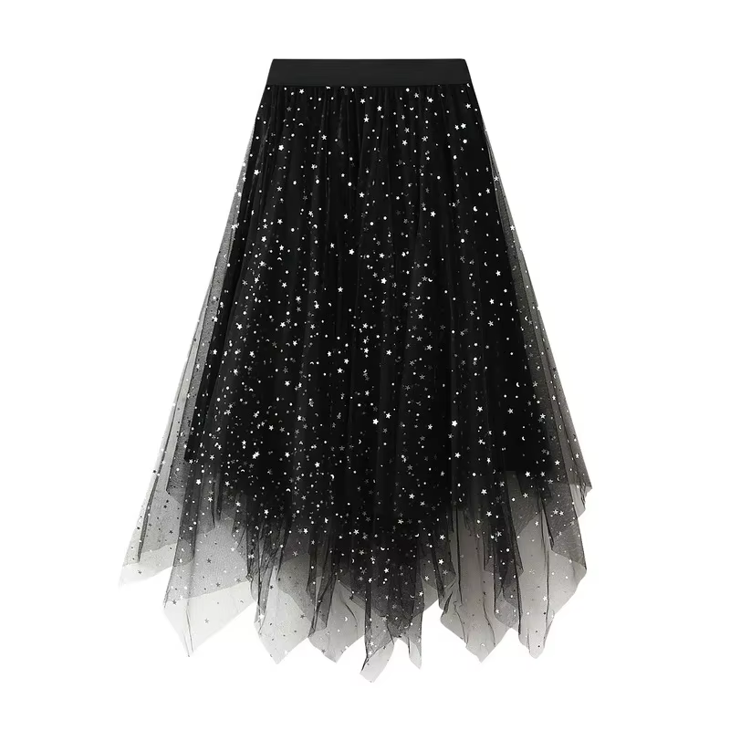 Jupe tutu en maille à paillettes étoiles dégradées pour femmes