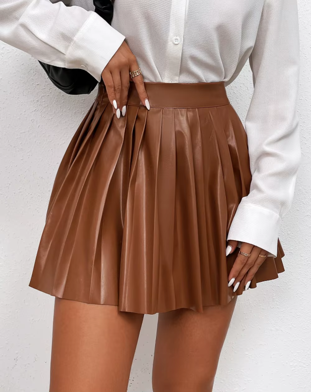 Jupe plissée en cuir PU pour femmes, taille haute, courte, streetwear, sexy, printemps été, occassions spéciales