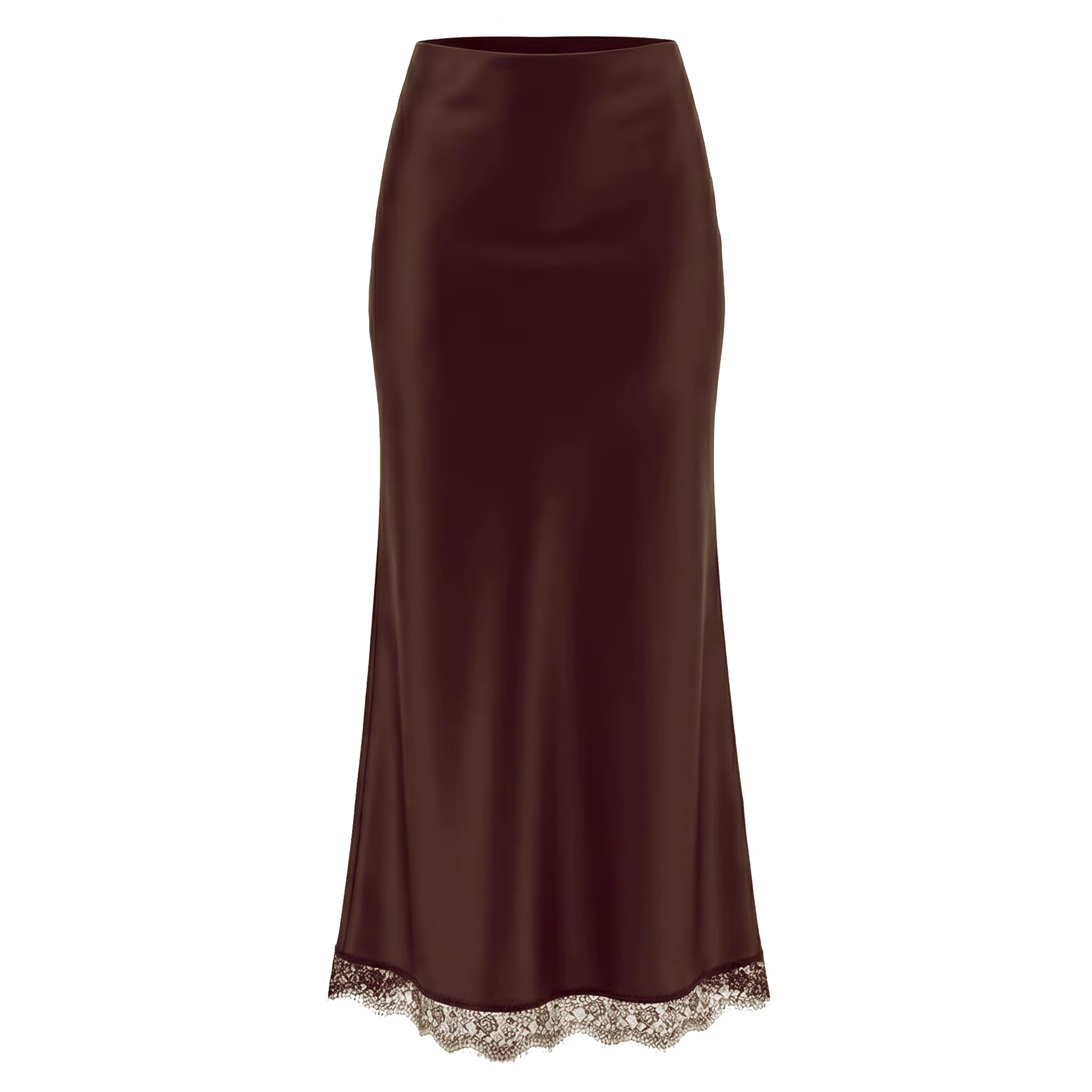 Jupe longue fendue en satin noir pour femme, sexy, moulante, en soie, avec fente, pour l'été, jupe formelle en dentelle de luxe pour femme