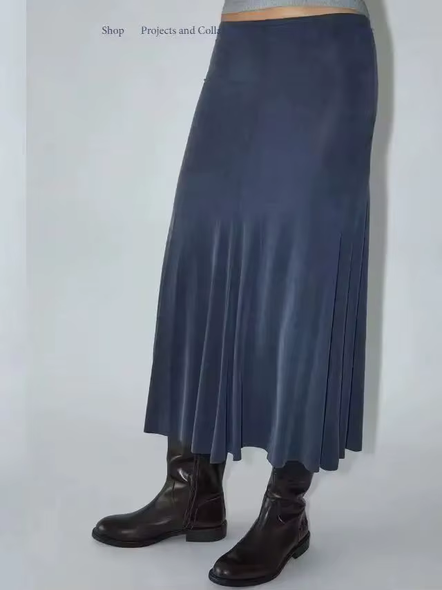 Pal25 nouvelle jupe mi-longue en tricot élastique pour femmes pour le printemps et l'automne
