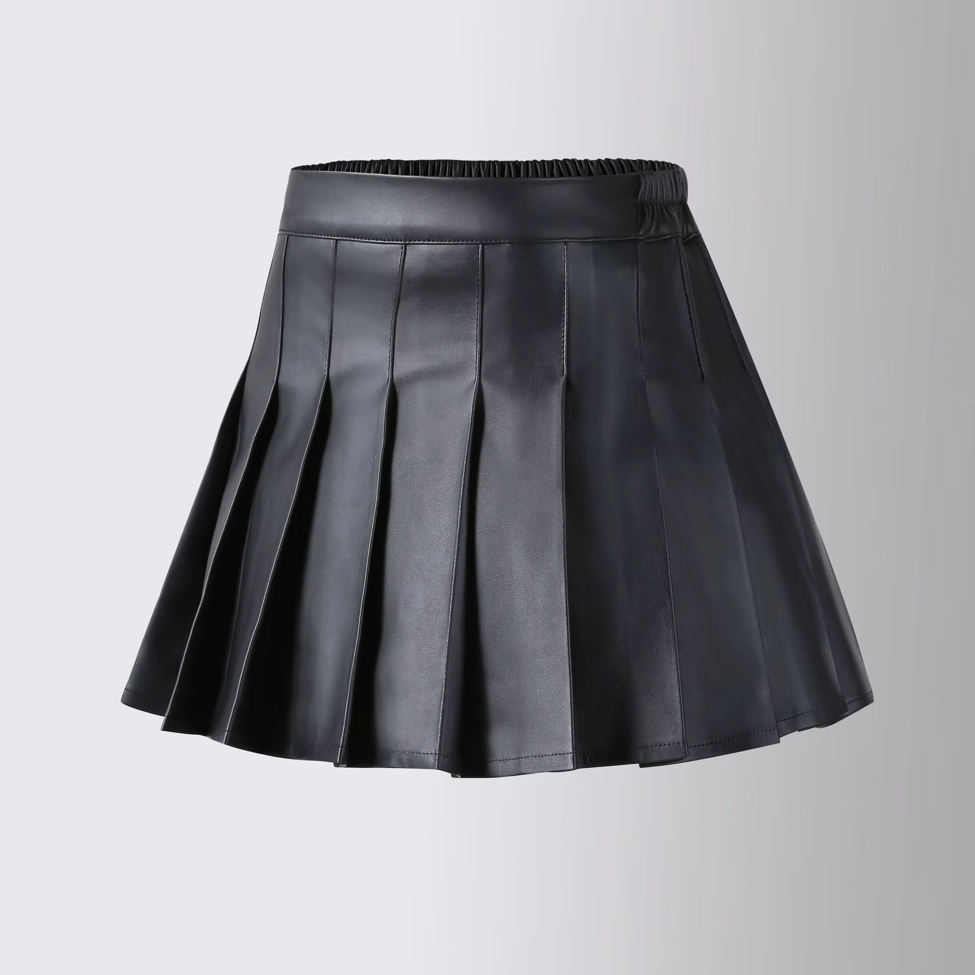 Jupe plissée en cuir PU pour filles