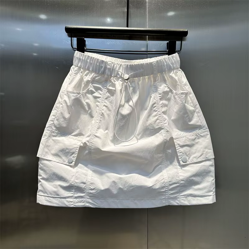 Jupe Courte Décontractée Femme Été 2026 Moulante Multipoches Taille Élastique avec Cordon de Serrage