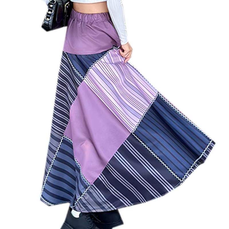 Jupe longue patchwork taille haute pour filles