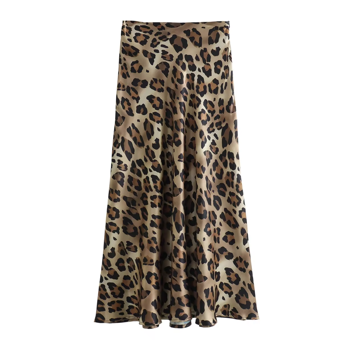 Willshela femmes mode léopard plissé côté fermeture éclair jupe Midi Vintage taille haute femme Chic dame jupes