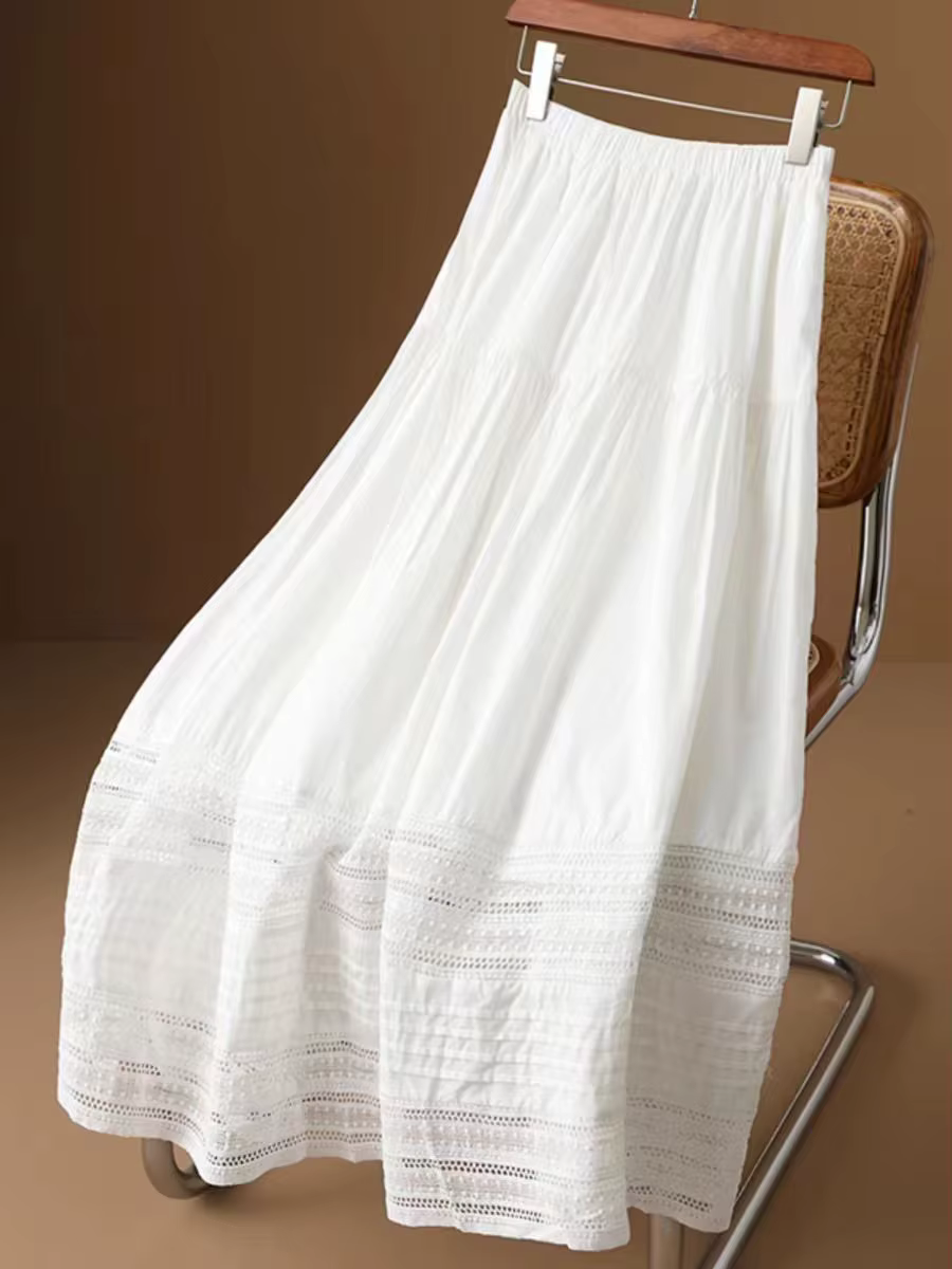Jupe longue en coton taille haute pour femme