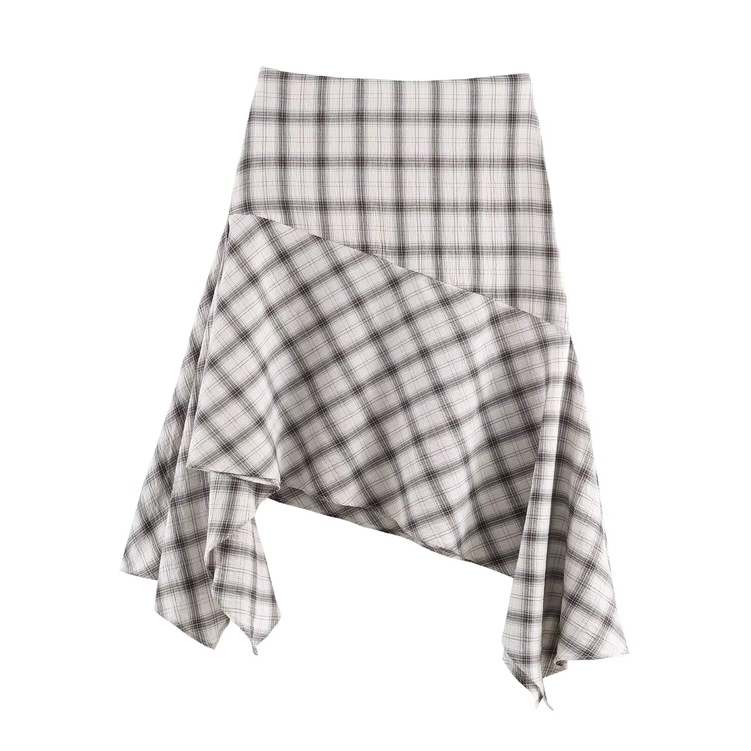 TFAFXY Nouvelle Collection Printemps 2026 Jupes Femme Chic et Élégantes à Carreaux Asymétriques Coupe Trapèze