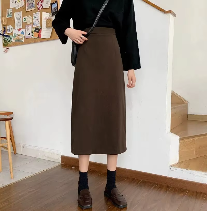 Mini jupe trapèze taille haute en laine noire pour femme