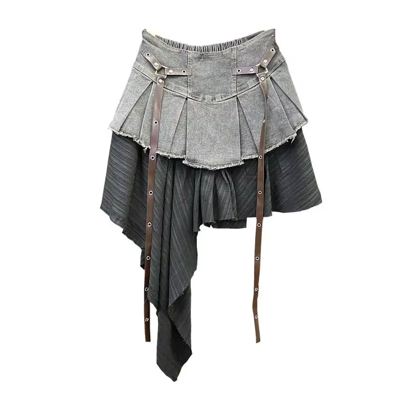 Jupe en jean d'été femmes taille haute a-ligne