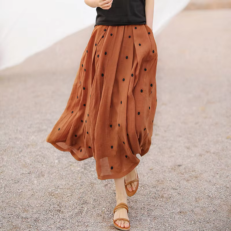 Jupe femme brodée à pois longues jupes Maxi pour femmes Chic et élégant Y2k Vintage vêtements tendance 2025 Harajuku pas cher V
