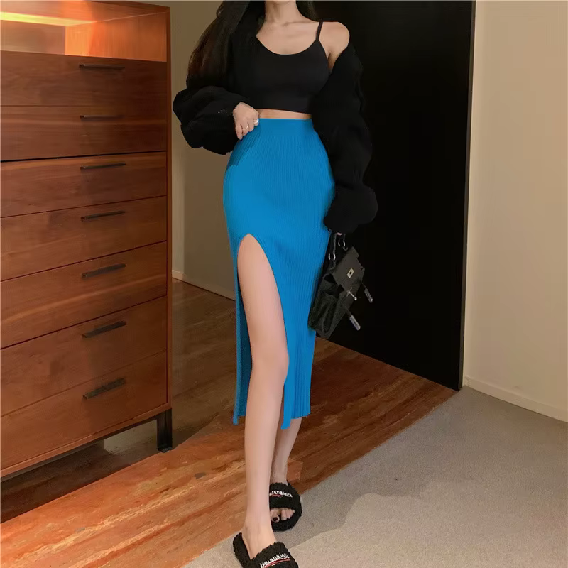 Jupe élégante et Sexy pour femmes, coupe cintrée, amincissante, robe tricotée, taille haute Pure, jupe de tempérament