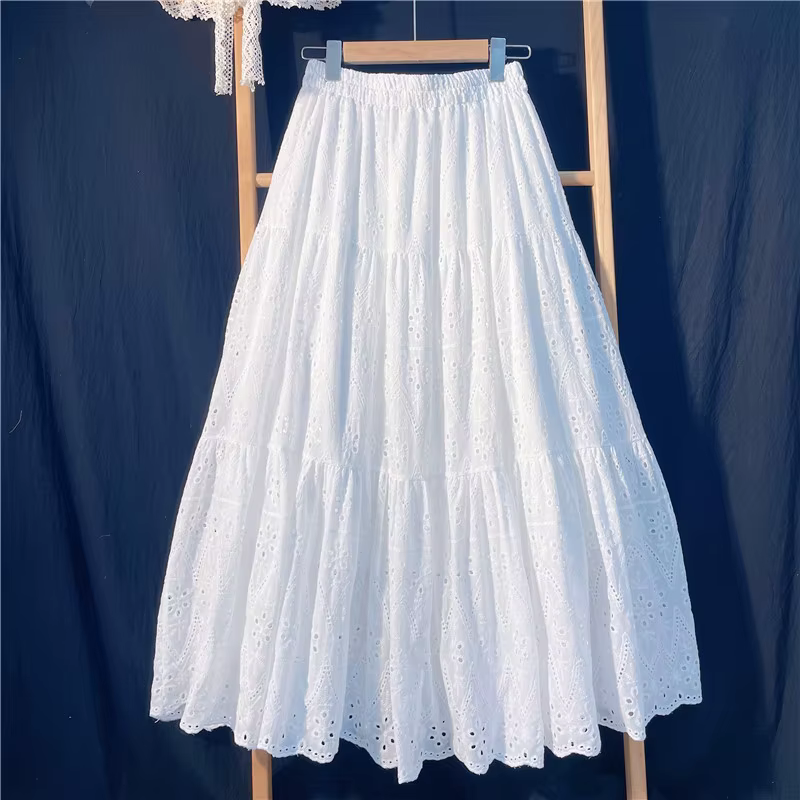 Élégante jupe en coton brodé amissié pour femmes